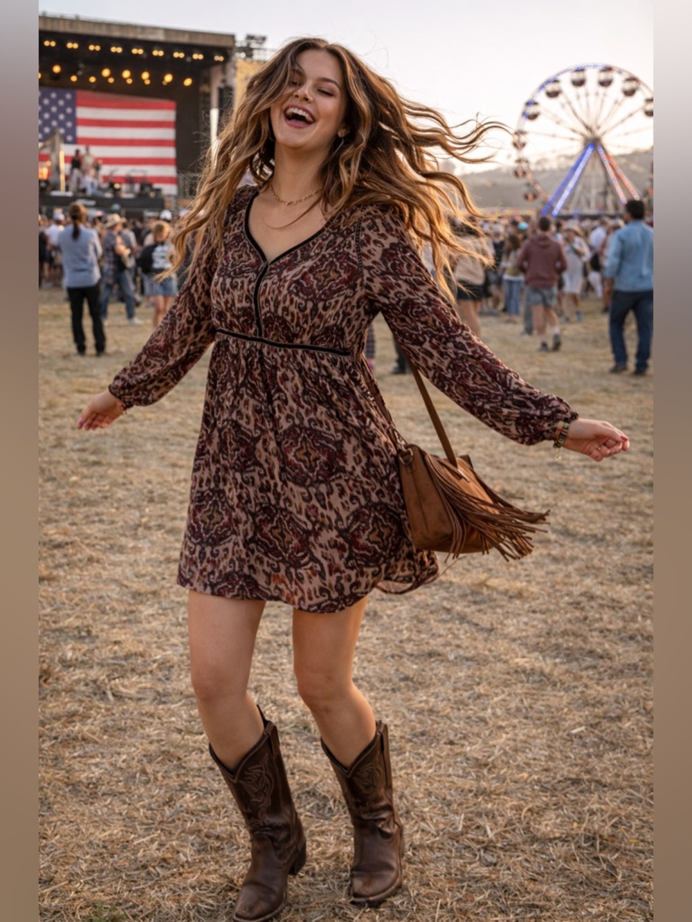 Nicole Richie Velvet Trim Babydoll Dress 2 Boho Hippie Y2K Whimsigoth Dark Fairy